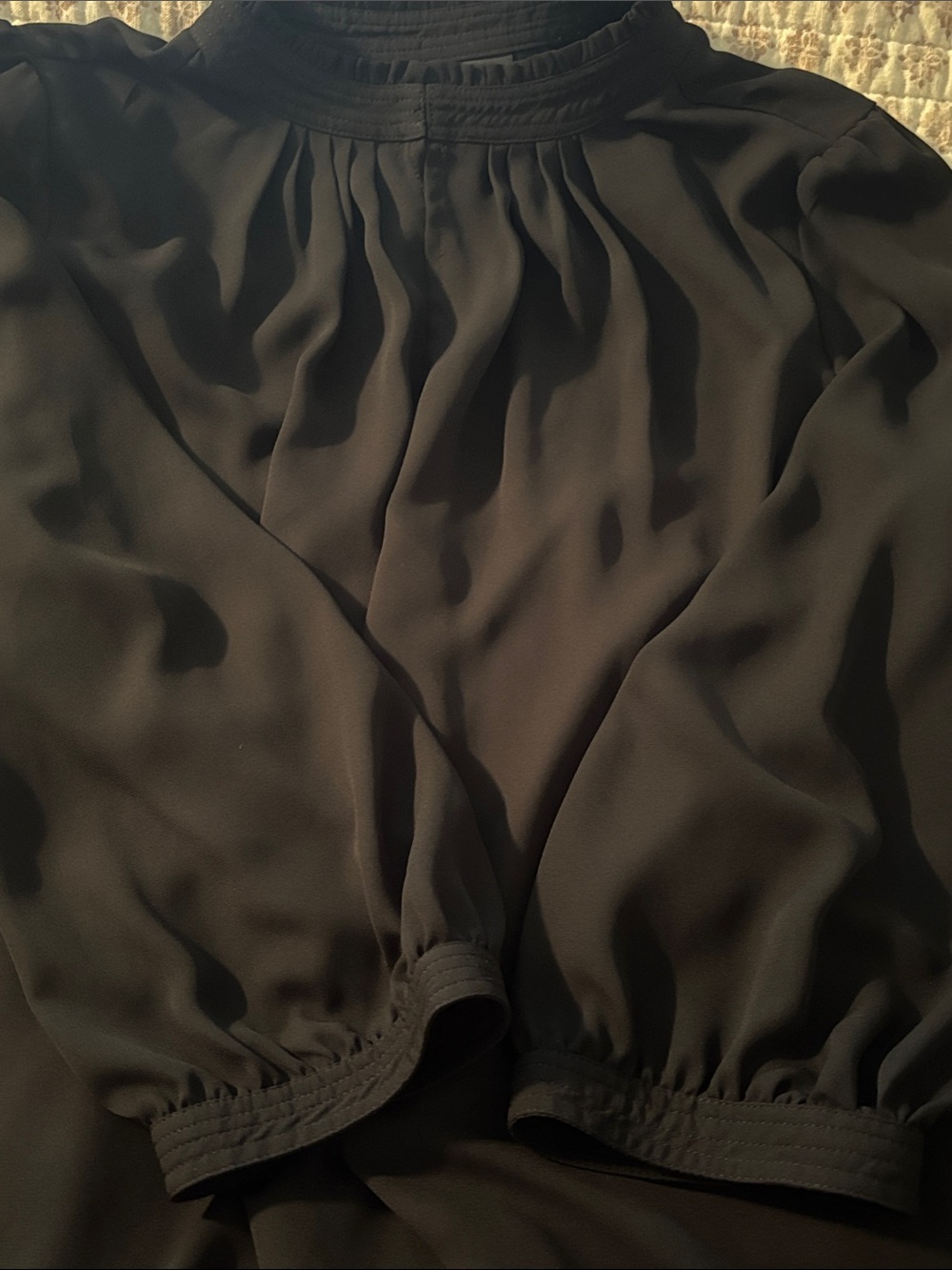 Worthington Black Long-Sleeve Blouse with Subtle Pleats - Picture 8 of 10